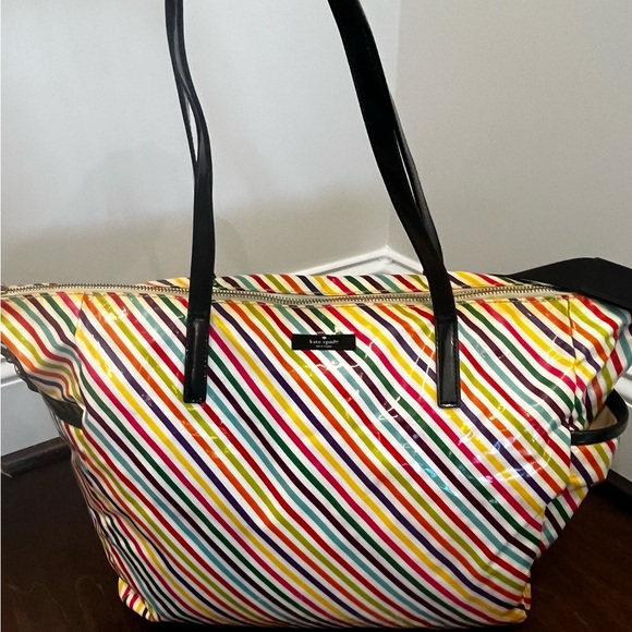 kate spade Handbags - Kate Spade Multicolor Diagonal Stripe Diaper Bag with Black Handles